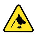 Danger of wolves or dogs icon sign in yellow triangle