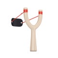 Danger Wooden Slingshot Toy Weapon. 3d Rendering Royalty Free Stock Photo