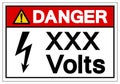 Danger XXX Volts Symbol Sign, Vector Illustration, Isolate On White Background Label .EPS10