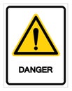 Danger Yellow Sign,Vector Illustration, Isolate On White Background Label. EPS10 Royalty Free Stock Photo