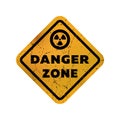 Danger zone, grungy emblem, sign. Vector illustration.