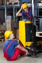 Dangerous accident in a factory Royalty Free Stock Photo
