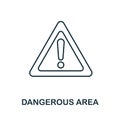 Dangerous Area line icon. Thin style element from construction tools icons collection. Outline Dangerous Area icon for computer Royalty Free Stock Photo