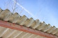 Dangerous asbestos roof detail - image with copy space Royalty Free Stock Photo