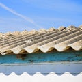 Dangerous asbestos roof detail Royalty Free Stock Photo