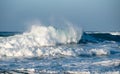 Dangerous big stormy waves during a windstorm at the sea Royalty Free Stock Photo