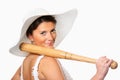 Dangerous bride with baseball bat Royalty Free Stock Photo