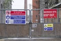 Dangerous building construction site keep out health and safety signs