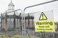 Unstable building keep out sign dangerous building Royalty Free Stock Photo