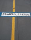 Dangerous cargo sign on ferry\'s vehicle lane