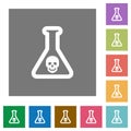 Dangerous chemical experiment square flat icons