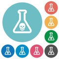Dangerous chemical experiment flat round icons