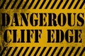 Dangerous Cliff Edge Sign Yellow With Stripes