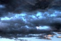 Dangerous clouds stormy heavy blue sky at dusk Royalty Free Stock Photo