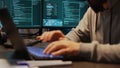 Dangerous coder hacking security system to steal big data Royalty Free Stock Photo