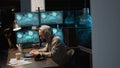 Dangerous IT coder working on security breach Royalty Free Stock Photo