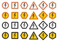 Industry concept. Set of different warning signs: chemical, radioactive, dangerous, toxic, poisonous hazard. Danger sign