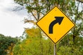 Dangerous Curve Road Sign and Cloudy Sky Royalty Free Stock Photo