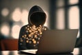 Dangerous digital hacker breaks into data server, dark atmosphere