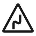 Dangerous double bend sign line icon