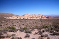 The dangerous and dramatic desert with the Red Rock Canyon on the back Royalty Free Stock Photo