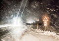 Dangerous driving in winter night Royalty Free Stock Photo