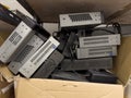 dangerous e-waste Recycling home appliances and electronics discarded in the recycling bin, sorting, disposal and recycling. Waste