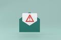 Dangerous email envelope with attached file with warning exclamation mark illustration Royalty Free Stock Photo