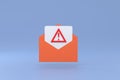 Dangerous email envelope with attached file with warning exclamation mark illustration Royalty Free Stock Photo