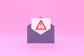 Dangerous email envelope with attached file with warning exclamation mark illustration Royalty Free Stock Photo