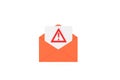 Dangerous email envelope with attached file with warning exclamation mark illustration Royalty Free Stock Photo