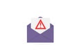 Dangerous email envelope with attached file with warning exclamation mark illustration Royalty Free Stock Photo