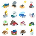 Dangerous environment icons set, isometric style Royalty Free Stock Photo