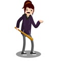 Cartoon flat illustration - school girl bully with a baseball bat.