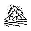 dangerous exploding volcano line icon vector illustration