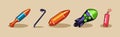 Dangerous Explosives Weapon as Asset for Mobile Game Vector Set Royalty Free Stock Photo