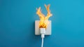 Dangerous Fire Risk from Faulty Charger Cord. Royalty Free Stock Photo