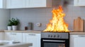 Dangerous Flames Inside a Kitchen Appliance Motor. Royalty Free Stock Photo