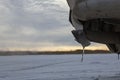 Dangerous freezing of the exhaust pipe of the car in extreme cold during long parking and heating of the passenger compartment Royalty Free Stock Photo