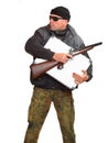 Dangerous gangster with shotgun. Royalty Free Stock Photo