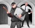 Dangerous gangster with shotgun. Royalty Free Stock Photo