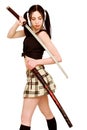 Dangerous girl with sword Royalty Free Stock Photo