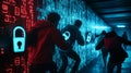 Dangerous group of hackers. Internet cyber crime. system breaking and malware concept. By generative Ai