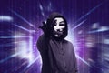 Dangerous hacker with mask want to stealing data