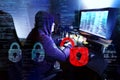 Dangerous hacker stealing data -concept