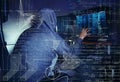 Dangerous hacker stealing data -industrial espionage concept