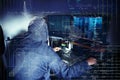 Dangerous hacker stealing data -industrial espionage concept