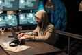Dangerous hacker working on security breach Royalty Free Stock Photo