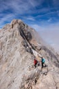 Dangerous hiking trail towards Triglav peak Royalty Free Stock Photo