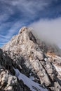 Dangerous hiking trail towards Triglav top Royalty Free Stock Photo